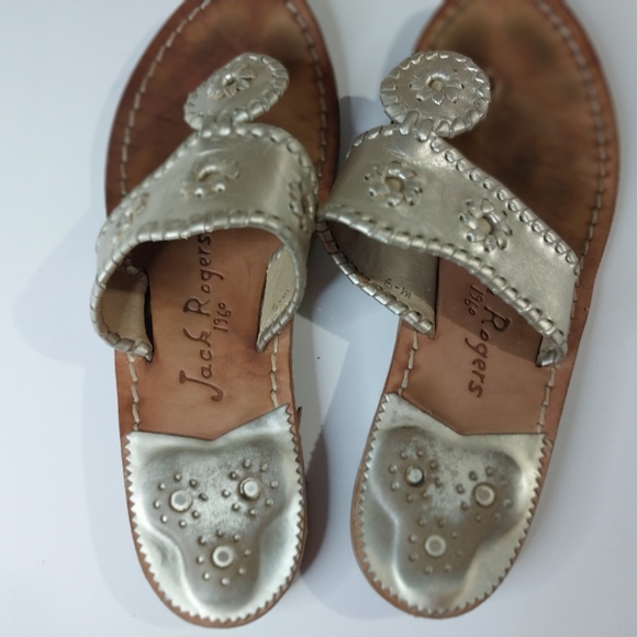 Jack Rojers 1960 Women's Silver Leather Sandals Size 7 - Picture 7 of 8